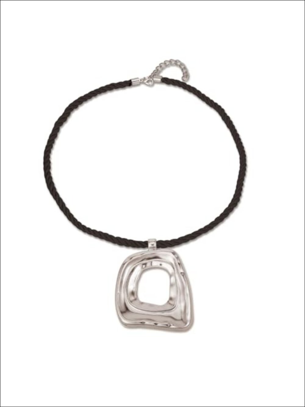 Chunky Silver Plated Pendant Necklace Large Square Rope Chain Statement
